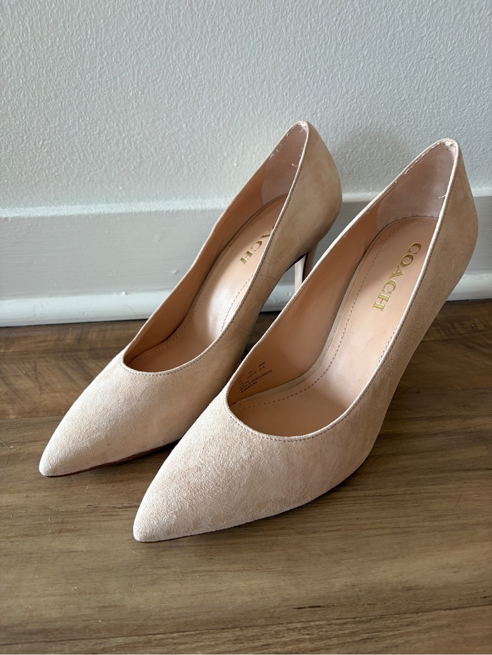 Coach Beige Suede Heels